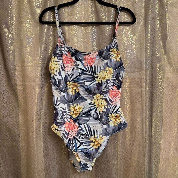 Hurley Tropical Hideaway Leaf Floral Print One Piece Swimsuit Large - Picture 1 of 9